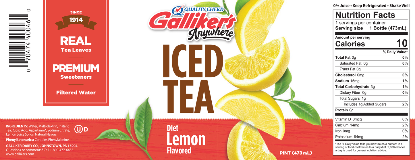 Galliker's Anywhere Diet Lemon Iced Tea